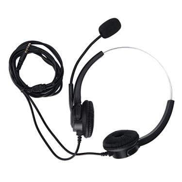 Imagem de Fone de ouvido com jack de 3,5 mm, botão de silenciamento do fone de ouvido sensível ao ruído de couro proteico com cancelamento de ruído suave para casa