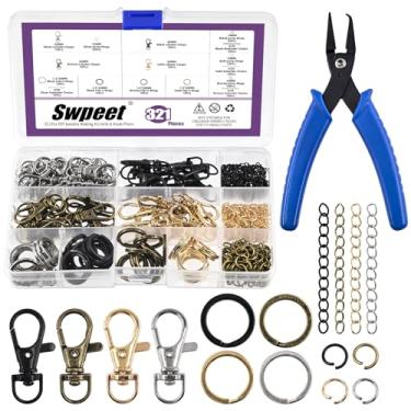 Imagem de Swpeet Conjunto sortido de 321 peças com alicate, 40 peças giratórias, 1 alicate de anel dividido, 40 anéis extensores, 200 anéis de salto, bronze/preto/ouro/prata
