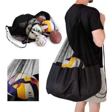 Imagem de Saco Rede Para Bolas Bolsa Esportiva Grande Nylon 600 Reforçado Tela Respirável Alta Capacidade Futebol Vôlei Handebol - Saco Guarda Bolas