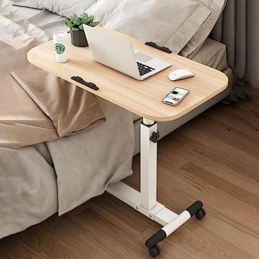 Imagem de Mesa de mesa ajustável para laptop com rodinhas sobrepostas para mesa com altura angular e suporte móvel - Melhora o conforto para trabalho e estudo
