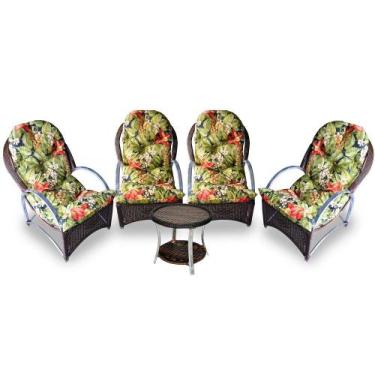 Imagem de Conjunto de Poltronas Fibra Sintética Paris Alumínio - 4 Poltronas + 1