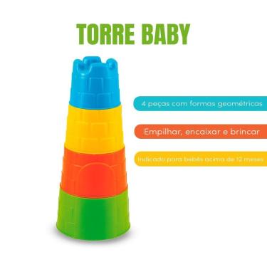 Imagem de Brinquedo Educativo Torre Baby De Encaixar E Montar 1 Ano