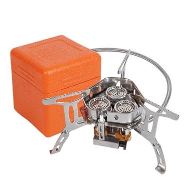 Imagem de Fogão de mochila TMKOOL 6800W para acampamento, fogão portátil com ignição piezográfica, fogão a gás dobrável à prova de vento para acampamento ao ar livre, caminhadas, viagem de trailer (6800W)