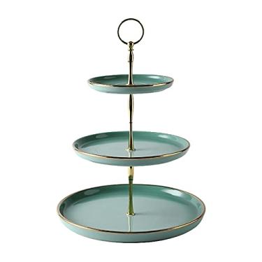 Imagem de Cesta de frutas e legumes, 3 camadas, suporte de cupcake de porcelana, suporte de bolo de servir em camadas, suporte de sobremesa, casamentos, festas, pastelaria, bandeja de servir