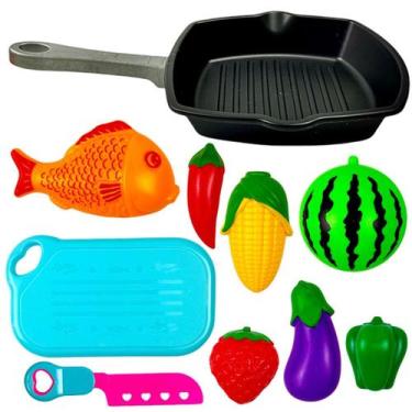 Imagem de Brinquedo kit cozinha comidinhas crec crec tiras autocolantes panela -