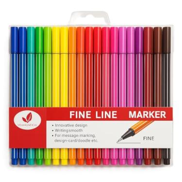 Imagem de Canetas Hidrográfica Ponta Fina Ponteira de metal 0,4mm Fine Line, Kit 24 Cores, para Desenho e Escrita