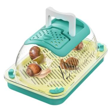 Imagem de Caixa de reprodução de terrários de caracol, kit de tanque de habitat retangular, terrário de acrílico com plataforma e alça, caixa de alimentação de caracol transparente, observação de 360 graus