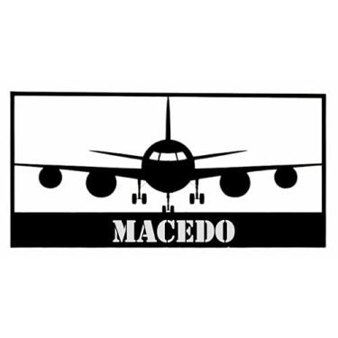 Imagem de Quadro Decorativo Avião Personalizado em MDF 3mm, 44x24cm, Preto