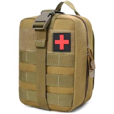 Imagem de YAKASO Bolsa Tactical Molle IFAK – Bolsa médica Rip Away de primeiros socorros, grande capacidade, resistente à água, poliéster 900D, vários compartimentos, kit de emergência militar para acampamento
