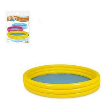 Imagem de Piscina Inflável 3 Anéis 118 Litros 99cm x 23cm Amarela - Wellmix 7138