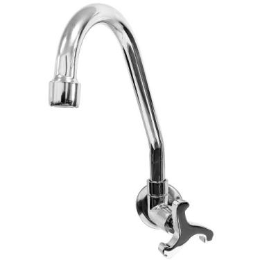 Imagem de torneira cozinha parede metal cromado bica 1/4 volta c34 - Tidra