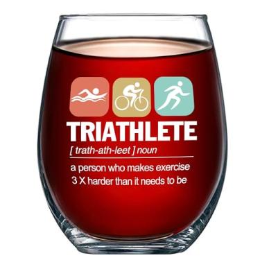 Imagem de Panvola Taça de vinho transparente para atletas com definição de triatleta, nadador, motociclista, corredor, jogador, esportivo, taça de vinho transparente para vinho tinto e branco, 500 ml