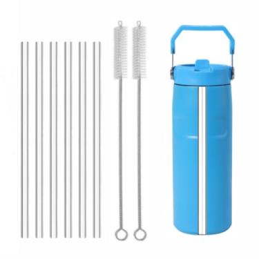 Imagem de Pacote com 6 canudos de plástico de substituição para Stanley IceFlow com 2 pincéis de canudo (IceFlow Flip Straw Water Bottle 680 g)