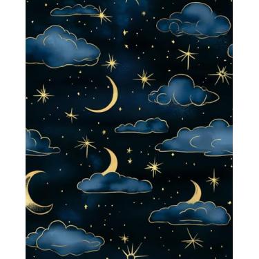 Imagem de XRUIBZI Cloudy Starry Night Papel de parede de papel de parede vintage folha verde de contato mural de parede floral escuro vinil doméstico impermeável autoadesivo removível para locatário papel de