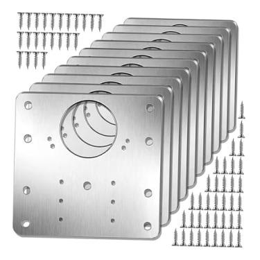 Imagem de IEUDNS 10 peças de placas de reparo para dobradiças de armário, suportes para proteger portas de armários de cozinha de madeira, placa de montagem de móveis