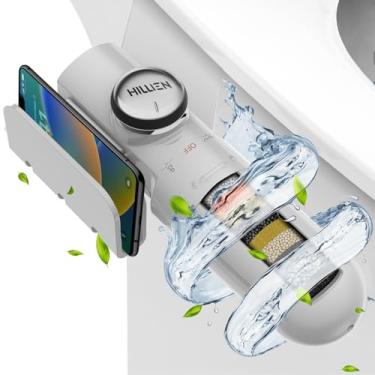 Imagem de Acessório de bidê ultrafino para vaso sanitário com filtro, livre-se do cloro, pH equilibrado, alta pressão ajustável para limpeza completa, bicos duplos não elétricos (frontal/traseiro) para todos,