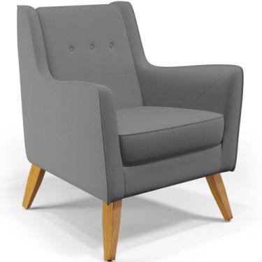Imagem de Poltrona Decorativa com Pés de Madeira Taroba D02 Veludo Cinza D-317 -