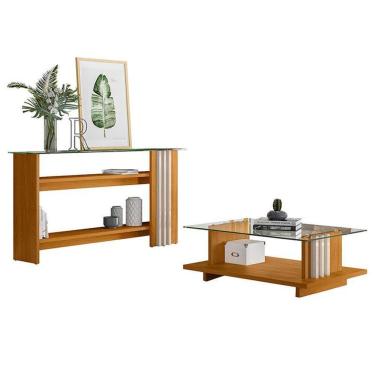 Imagem de Aparador e Mesa de Centro Frizz Retangular Vidro MDP 150cm e 90cm Off White