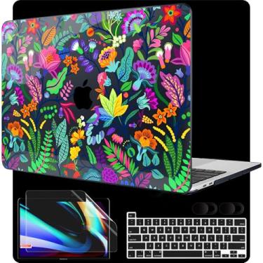 Imagem de MEEgoodo Capa para MacBook Pro 13 polegadas 2022 2021 2020 A2338 M2/M1 A2251 A2289, capa rígida para laptop com teclado e capa de câmera compatível com MacBook Pro de 13 polegadas, flores brilhantes e