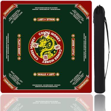 Imagem de MUTEX 31.5 Inch Mahjong Mat for Table, Multi-Game Mat with 3MM Thick Non-Slip, Noise Reducing Surface with Drawstring Storage Bag - Perfect for Mahjong, Poker, Board Games, Cards, Dominoes (Green)