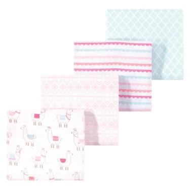 Imagem de Luvable Friends Hudson Baby Flanela Recebendo Cobertores 4 unidades, Lhama Doce