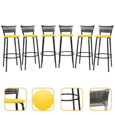 Imagem de Kit 6 Banquetas Bancos Alto Para Cozinha Bancada Area Gourmet Bistro B