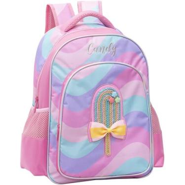 Imagem de Mochila Menina Infantil Rosa Escolar Candy Com Laço Sorvete MIF5335 - 
