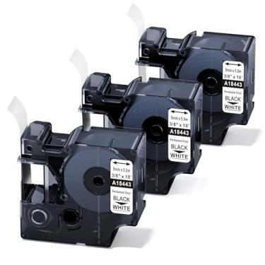 Imagem de 18433 18445 18444 18443 18432 1805435 1805436 1805430 Rhino industrial permanente vinil fitas adesivas, Black on White, 3/8''