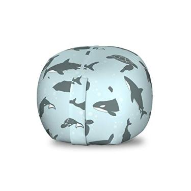 Imagem de Lunarable Cadeira de saco de brinquedo de armazenamento orca, padrão contínuo de tubarão-baleia e bolhas de tartaruga animais aquáticos, saco lavável organizador de animais de pelúcia, tamanho