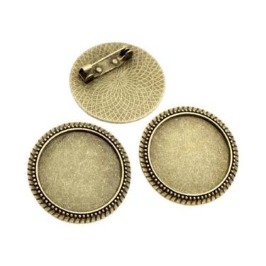 Imagem de Broche de Bronze Banhado a Prata - Estilo Folhas - 5 Peças com Base pa