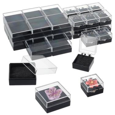 Imagem de OLYCRAFT Pacote com 32 estojos de exibição de crachá de 2 tamanhos para armazenamento de pinos, caixas de plástico com inserções de espuma protetora, capas protetoras de medalhas para joias