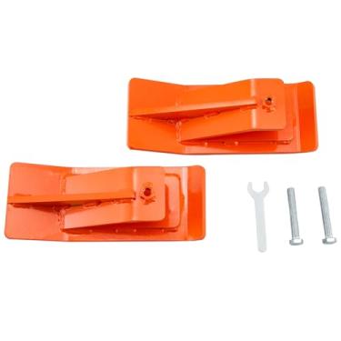Imagem de Protetor de borda para caçamba de trator, 2 peças, protetor de borda de esqui, protetor de grama, acessório de balde de aço resistente para remoção de folhas de neve, cascalho espalhado laranja