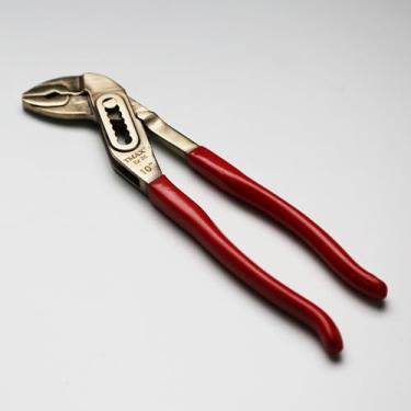 Imagem de TMAX Alicate de bomba de água ajustável de alumínio-bronze de 25,4 cm sem faísca, lingueta de mandíbula em V e junta ranhurada, ferramenta de encanamento sem faísca, segurança sem faíscas, não