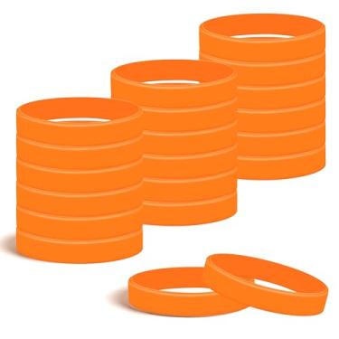 Imagem de Lesnala 24 pulseiras de silicone em branco cor laranja pulseiras de borracha de cor sólida pulseiras elásticas para eventos, homens, mulheres, adolescentes, jogos, equipes, lembrancinhas de festa
