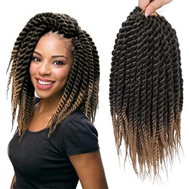 Imagem de Havana Cabelo de Crochê Torcido 6 Pacotes de 35,5 cm Tranças de Crochê Senegalês Torcido Jumbo Havana Tranças de Crochê (T1B/27)