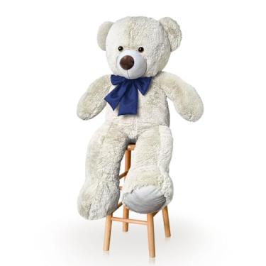 Imagem de Urso De Pelúcia Gigante 1M Com Laço Para Decoração Presente Amor (Baunilha Com Marinho)