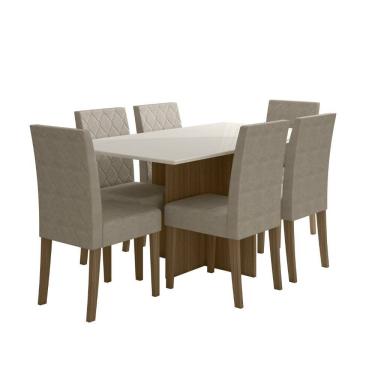 Imagem de Sala de Jantar Helo 160 Tampo Chanf C/V 6L Cadeiras Jade Poliman Móveis