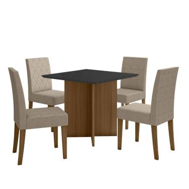 Imagem de Sala de Jantar Helo 90x90 Com Vidro 4L Cadeiras Jade Poliman Móveis