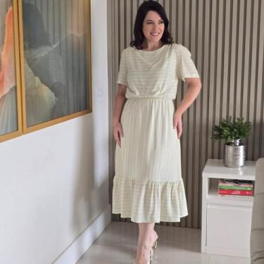 Imagem de Vestido Mid Evangelica Cristã Linho Com Viscose Elegante - VALERIA ALV