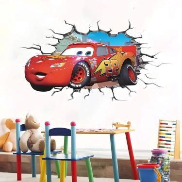 Imagem de Adesivo De Parede Buraco Carros Relâmpago Mcqueen