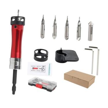 Imagem de Generic Conjunto de brocas escareadoras com profundidade ajustável, 2 em 1, design de quatro ranhuras com caixa de armazenamento, com 2 Chaves