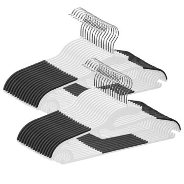 Imagem de Tinfol 15 cabides para roupas que economizam espaço, cabide de plástico fino, tira de borracha cinza antiderrapante com gancho giratório 360, cabides secos e resistentes para camisas, calças, roupas