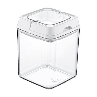 Imagem de Pote de acrílico hermético quadrado com tampa 1 litro branco