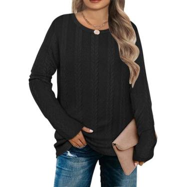 Imagem de Top RITERA Plus Size, suéter leve, preto, feminino, 4GG