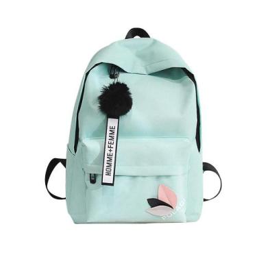 Imagem de Moda Neutra Mochila Ombro Lona Escola Meninas Menino Bolsa Verde - HUO