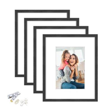 Imagem de Porta-retratos ATOBART de madeira preta 20x25cm com tapete ou 20x25cm