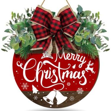 Imagem de Cabide de madeira para decoração de porta de boas-vindas de Natal - Bo