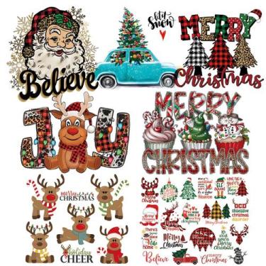 Imagem de Adesivos de transferência de calor de Natal Adonisaon, 7 folhas, 22x20