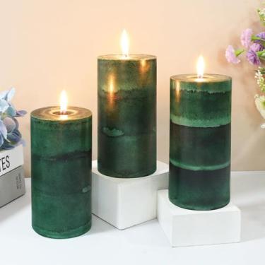 Imagem de Velas de pilar verde escuro FLAVCHARM, 7,5 x 15 cm, Fir Scent, pacote 