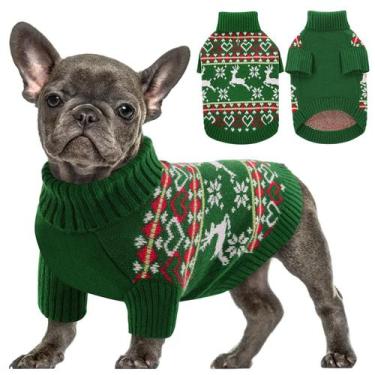 Imagem de Suéter de Natal para cães Queenmore com gola alta tricotada de Natal